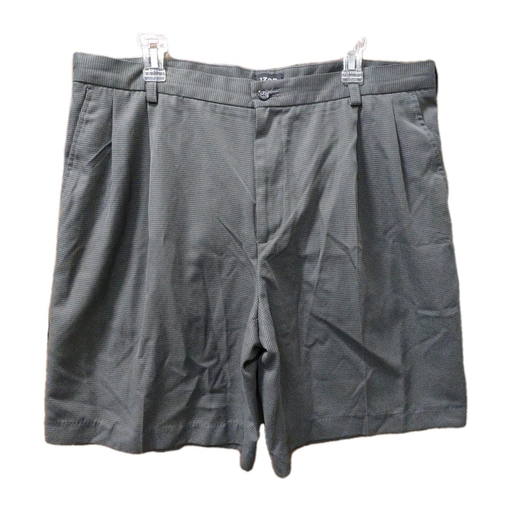 IZOD Mens‎ Shorts Sz 38 Blk/Gray Bermuda Casual Golf Travel 9" Inseam